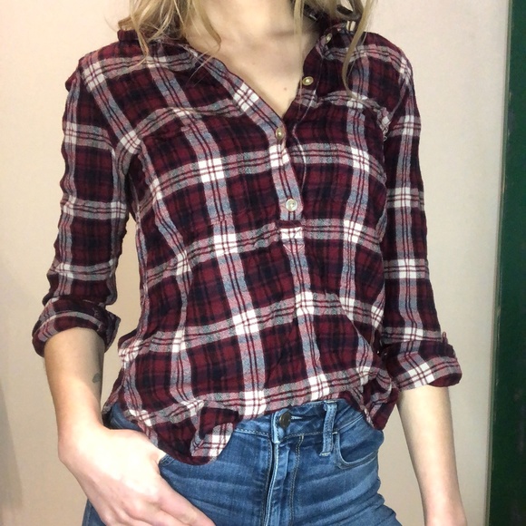 Plaid Button-Down Top - Picture 1 of 2